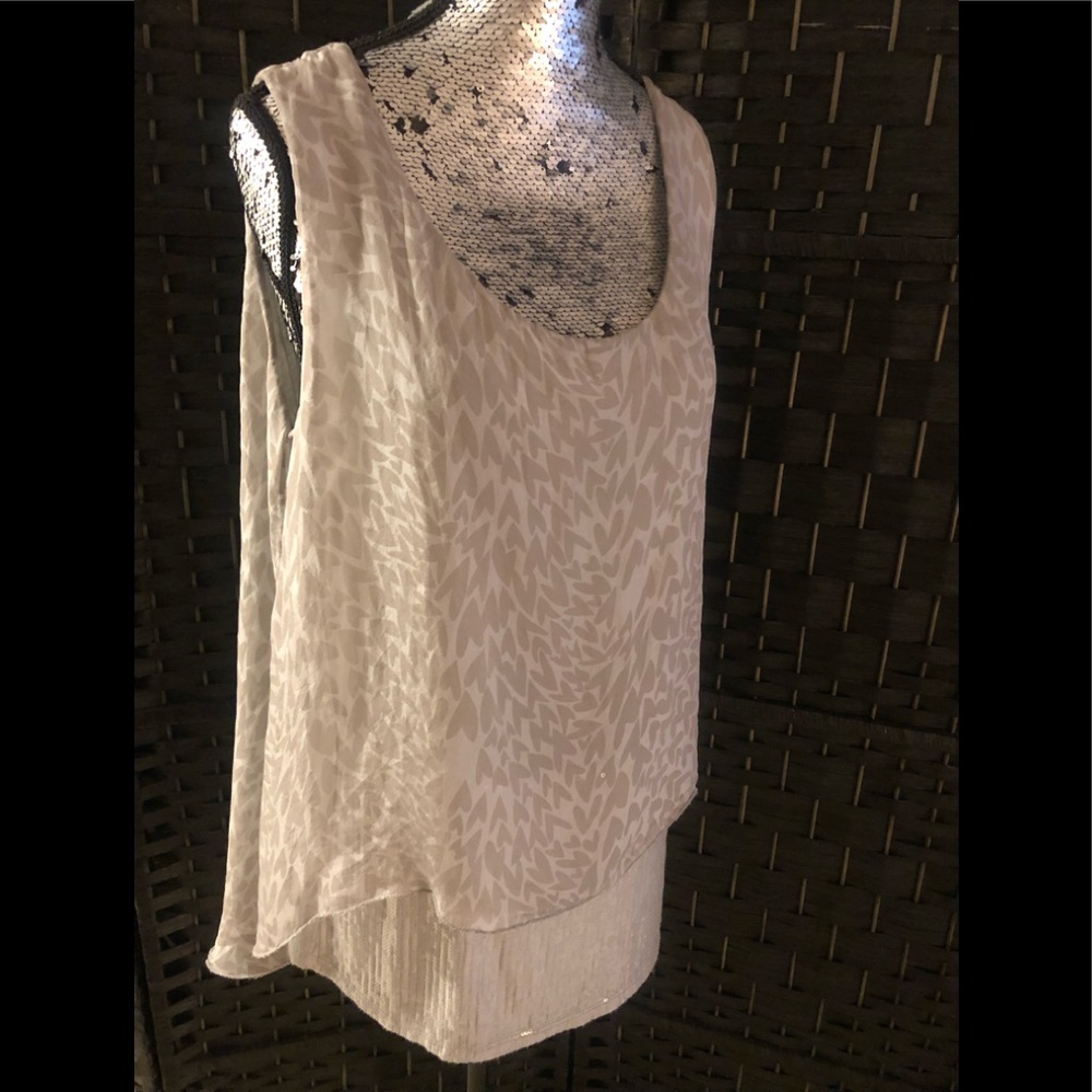 Blouse-Tank Top Tunic “Elegant” with Sequins SILK in Light & Dark Greys , Silver